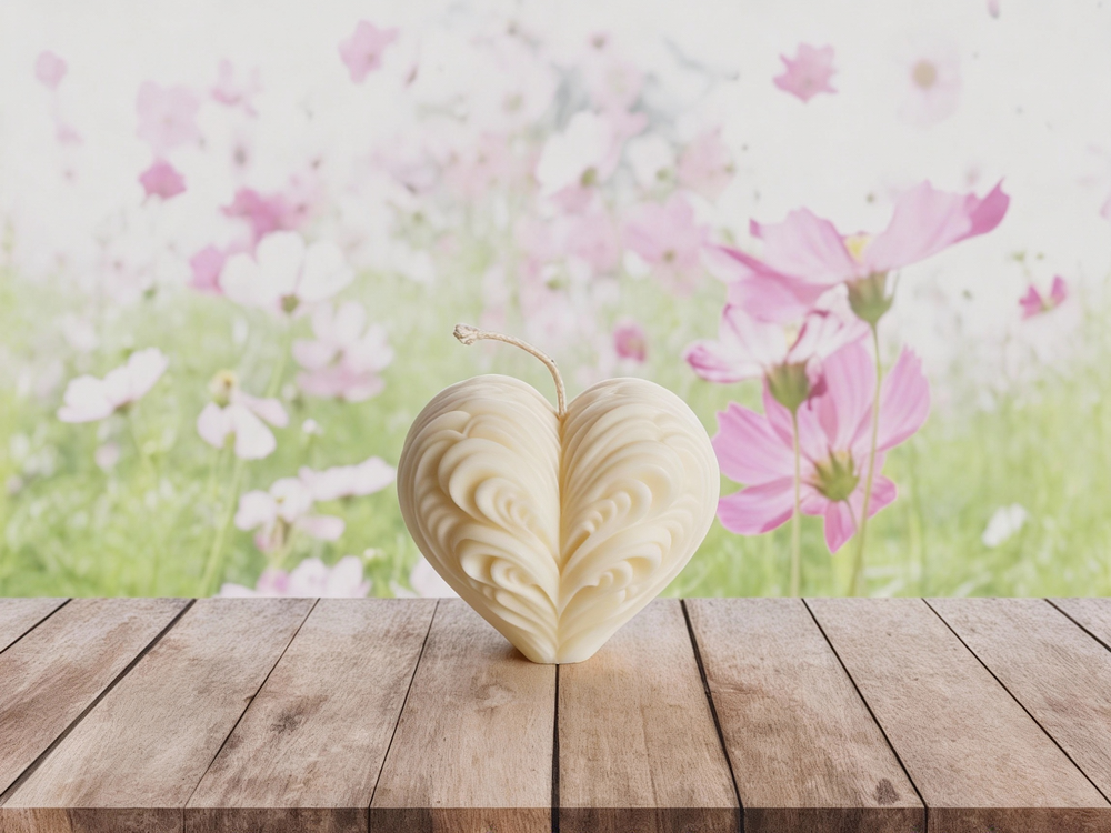 Herzform mit eleganten Federmuster